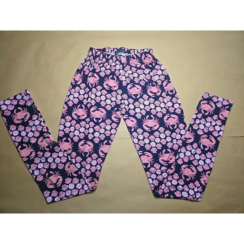 Simply Southern Navy Blue & Pink Crab Shell Legging Size OS